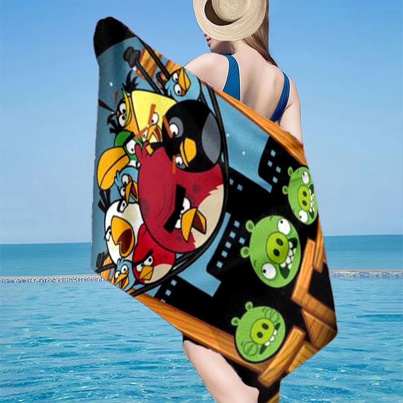 Red Birds Characters Collage Beach Towel, Super Soft Microfiber, Gift for Her/Him, Birthday, for Pool, Beach, Travel, Home Decor Fan gifts