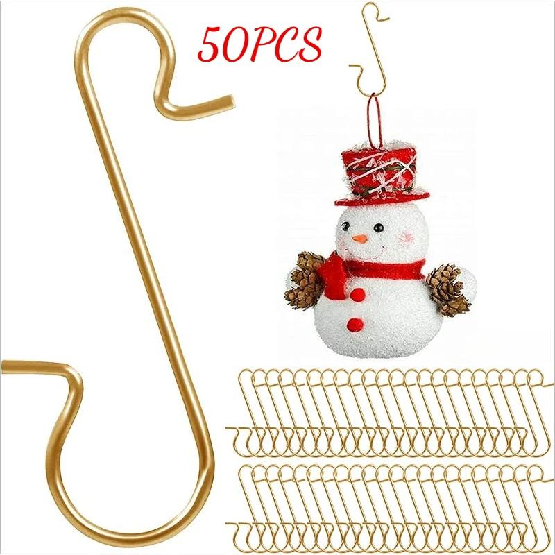 50/30/10Pc Christmas Ornament Hooks Xmas Tree Decor Hanger Hook Stainless Steel S-Shaped Hook Xmas Party Supplies Home Accessory