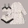 2026 new summer sexy pajamas satin three-piece loungewear love print women