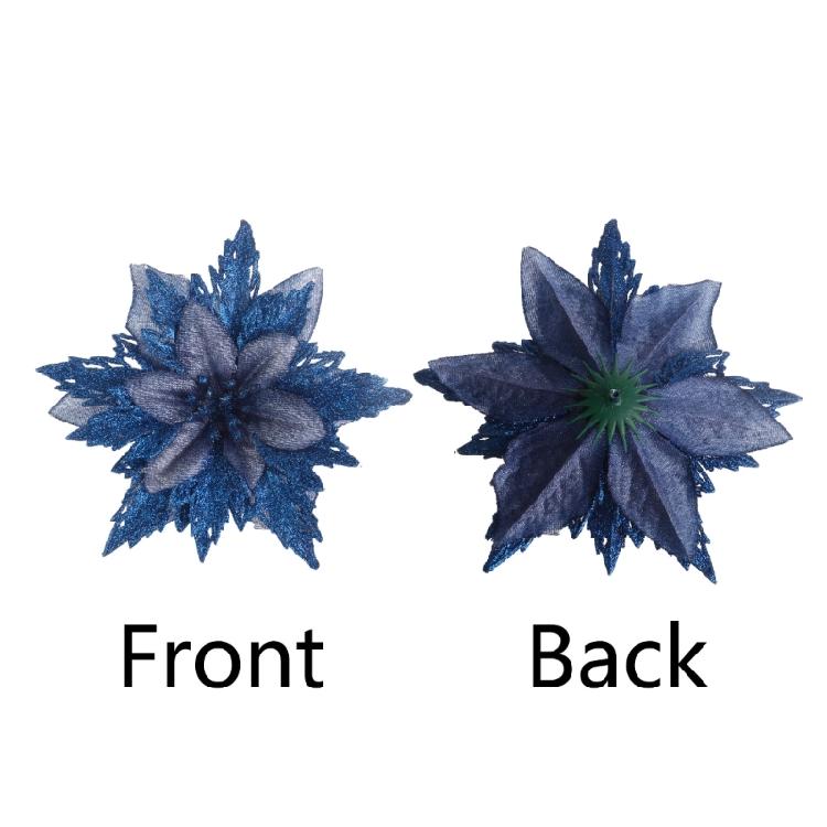 2pcs Christmas Glitter Poinsettia Flowers Xmas Tree Ornaments Home Decorations
