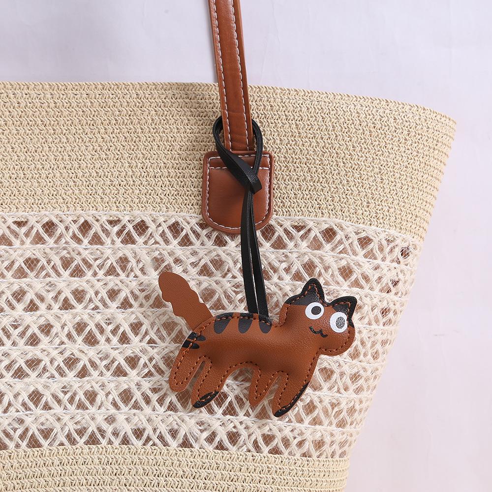 Creative kitten pendant cute funny cow kitten bag keychain leather pendant neighbor kitten pu pendant