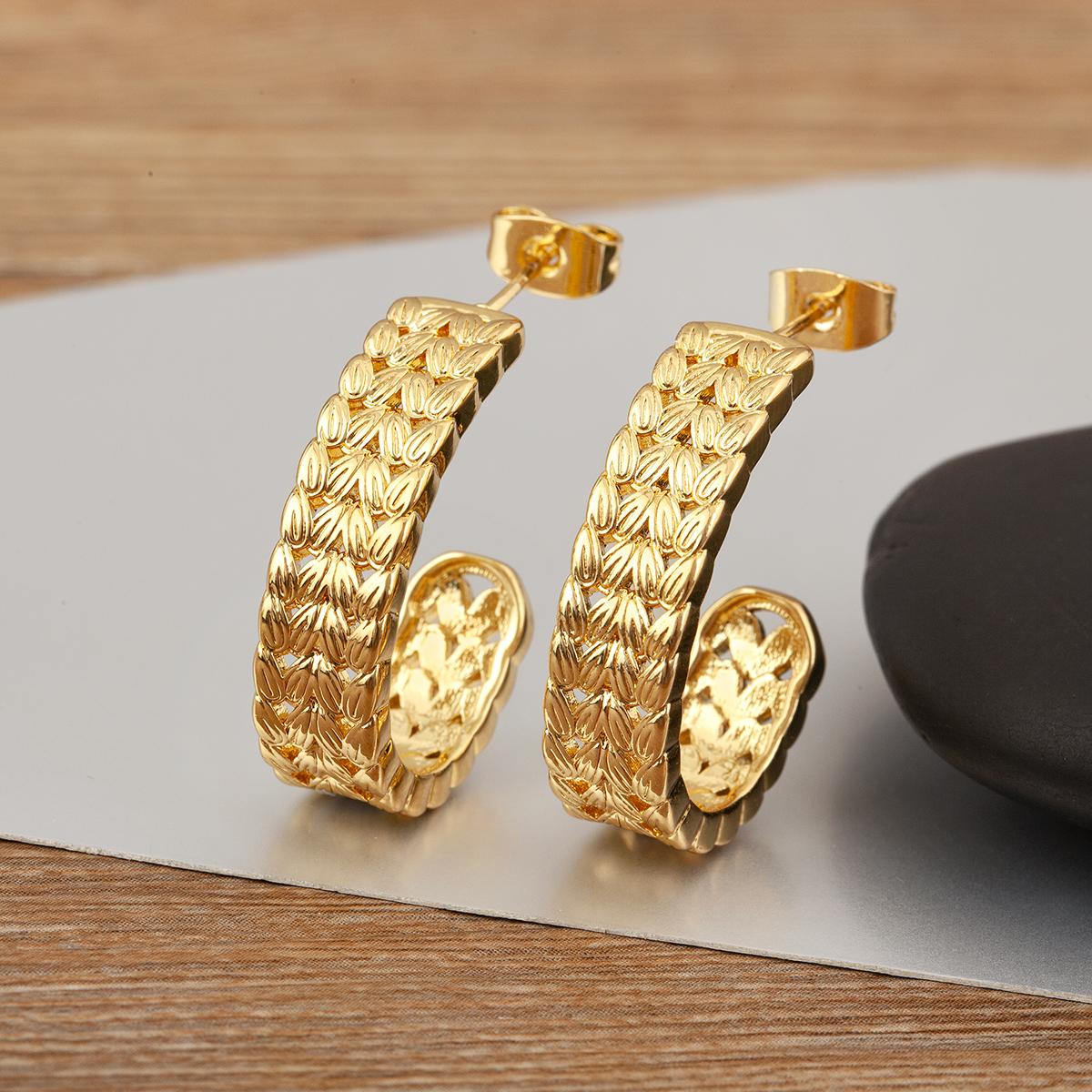 Nidin New Popular Irregular Geometric Copper Earrings For Women Female Creative Design 3 Styles Choice Ear Jewelry Party Gifts