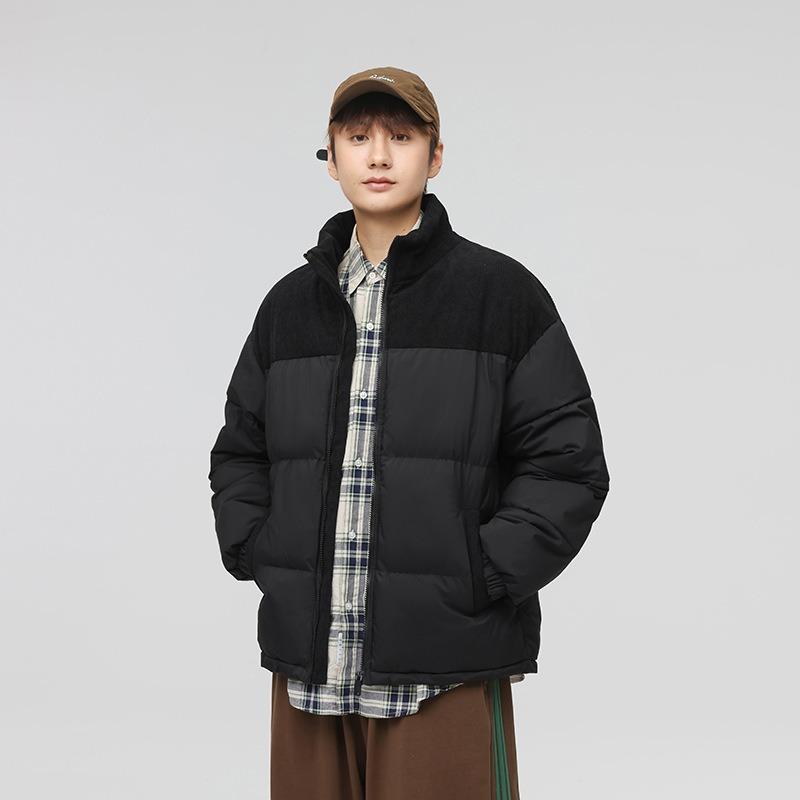 

Stand-up collar cotton clothes men s winter new thickened warm trendy brand couple loose bread clothes, young and young cotton-padded clothes jacket 3XL чёрный