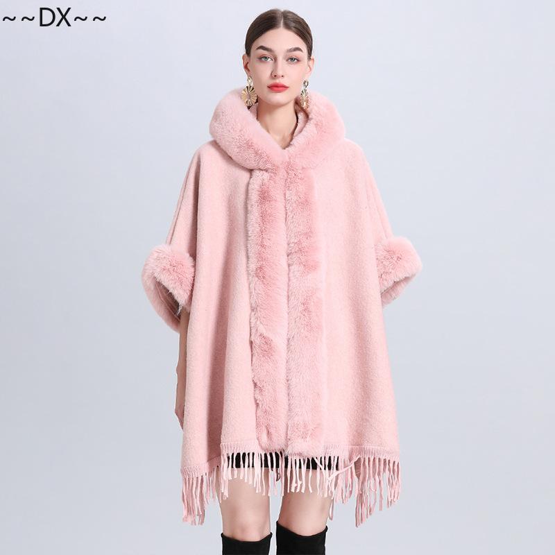 Новая накидка-шаль спицами из снежинок и флиса с толстым меховым воротником. One size — фото 27