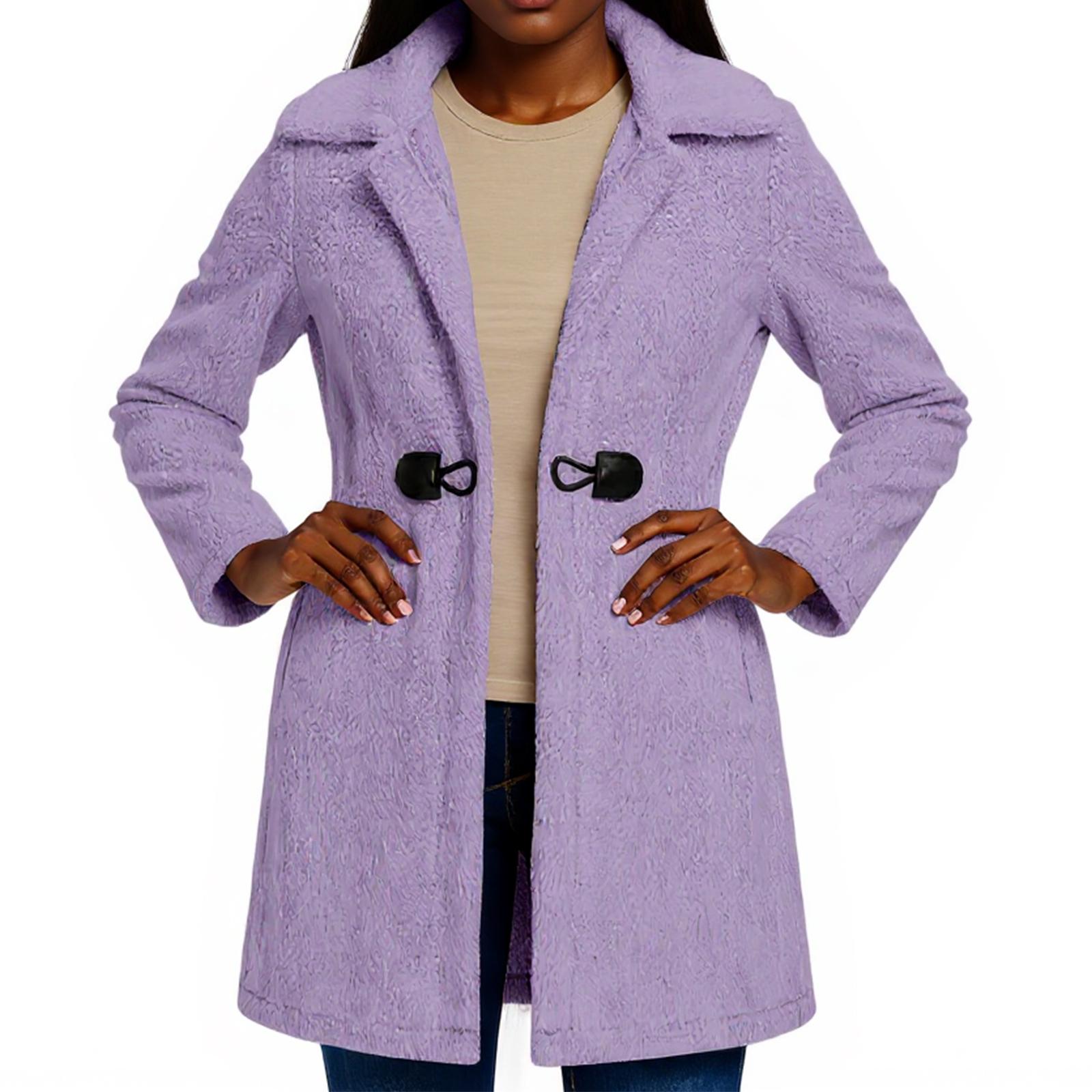 

Women s Comfortable Casual And Fashionable V-neck Solid Color Warm Coat Jacket M