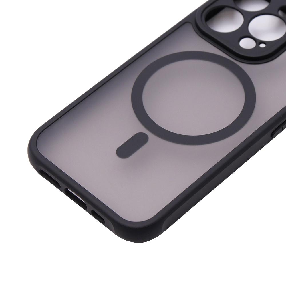 MagSafe Case for iPhone 15 Pro Max, Hybrid Matte Lens Pro, Black + Screen Protector