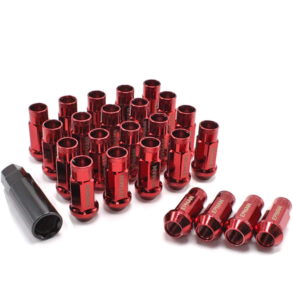 Wellvie Classy Steel Wheel M12 x with 24 Racing Chrome for Toyota Caravan Custom Exterior Car Car Supplies Nuts, P1.25 Red, Socket, Pieces, Nuts,