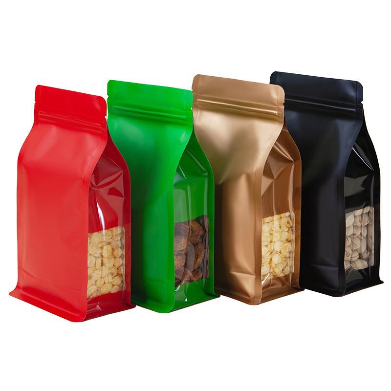 Colored Aluminum Foil Stand-Up Bag with Window for Tea and Nuts - Self-Sealing and Thickened