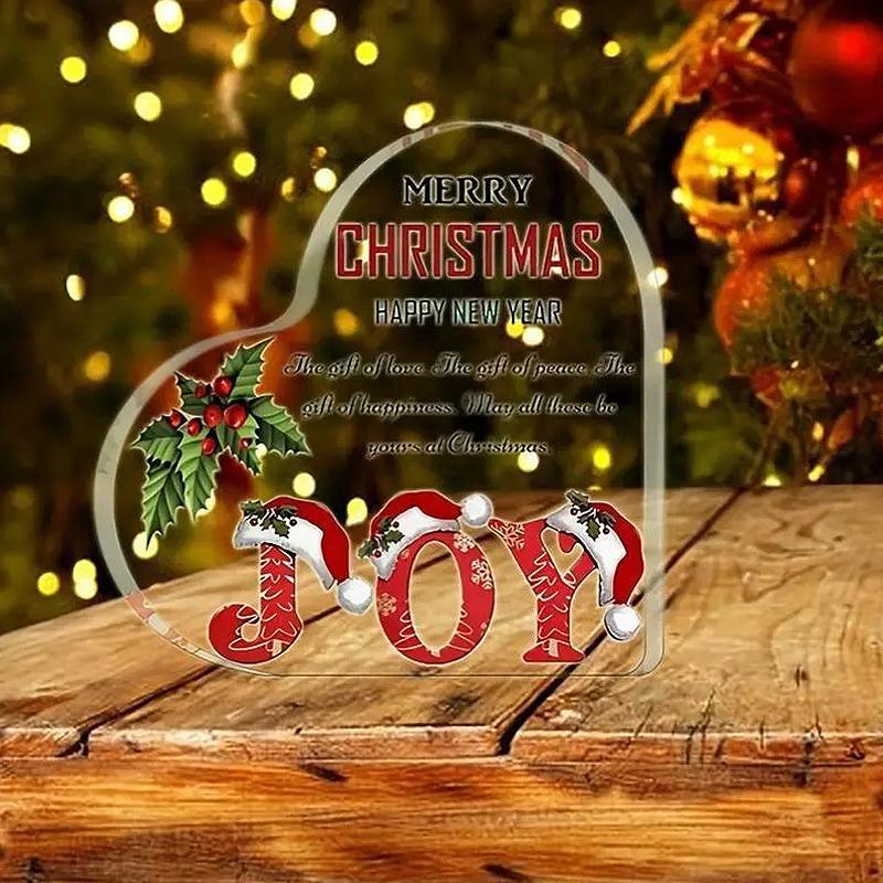 Christmas Atmosphere Heart Acrylic Ornament Desktop Decoration Transparent Stand