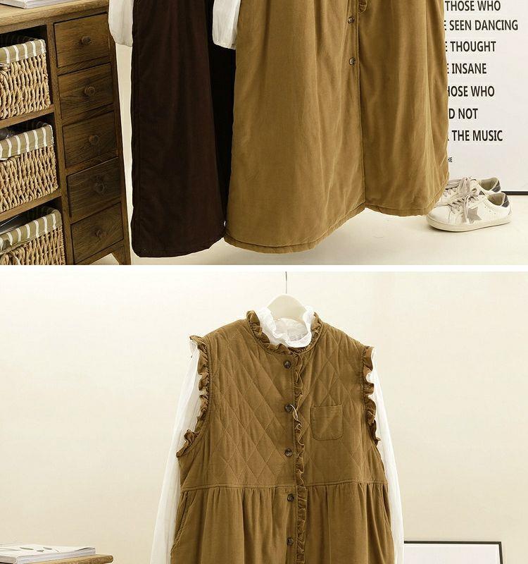 Women's Retro Forest-Style Sleeveless Corduroy Maxi Dress