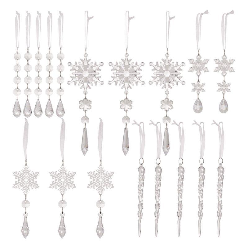 

AEE2-18 Pcs Christmas Tree Crystal Ornaments Acrylic Snowflake Christmas Tree Decorations Hanging Ornaments прозрачный
