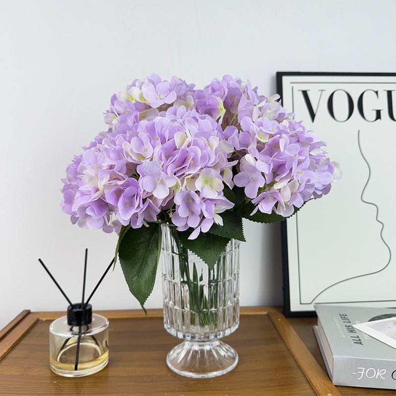 5-Head Silk Hydrangea Fake Flowers for Wedding Décor and Home Arrangements
