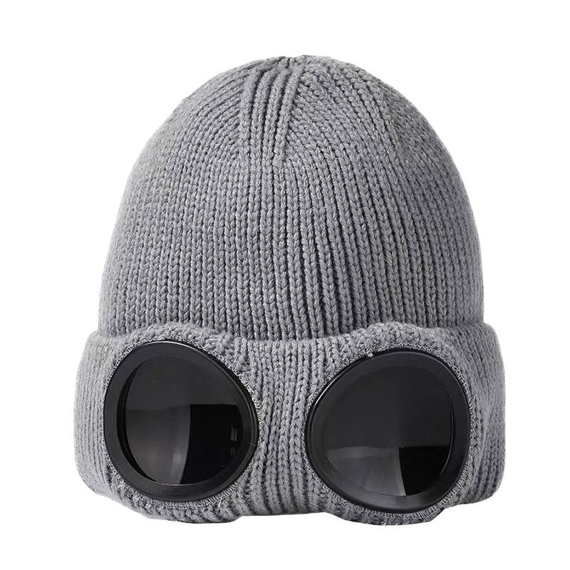 Winter Windproof Warmer Ski Beanies Hat Unisex Men Women Knitted Hat with Goggles Soft Warm Anti-slip Ear Protection Garros Caps