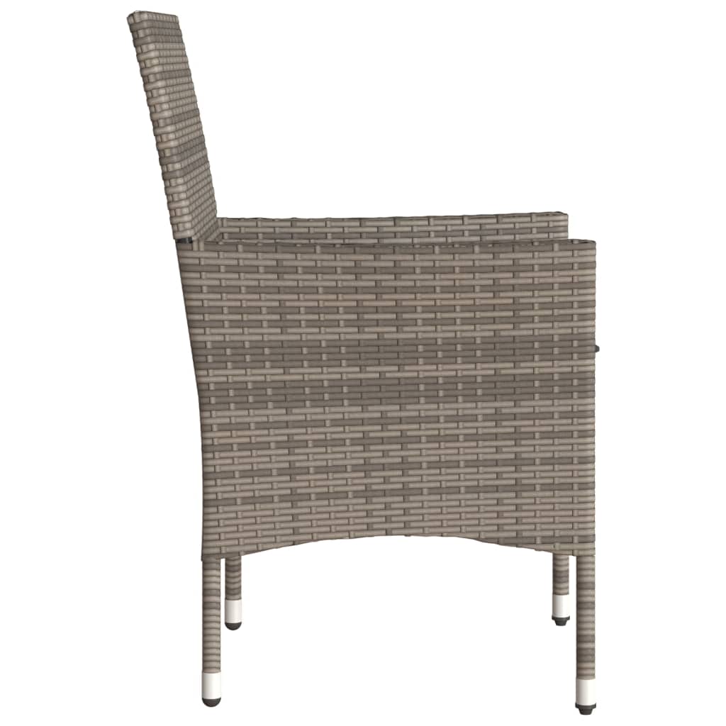 Garden Chairs with Cushions 2 pcs Grey Poly Rattan