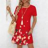 Dammode Vacker Elegant Blomma Fjäril Tryck Sommar Vår Kortärmad Rund Halsringning Vardagsklänningar
