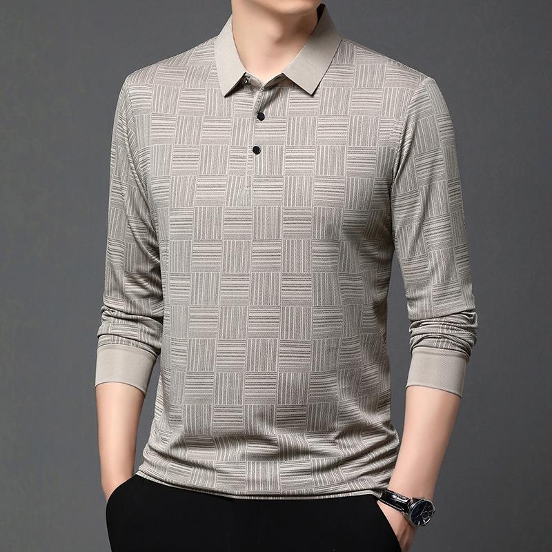 

Мужская рубашка с длинным рукавом в стиле business casual, однотонная рубашка-поло, модный, дышащий, удобный, универсальный топ 4XL