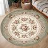 Elegant Rose Round Rug Victorian Floral Ornate Border Design Soft Non-Slip Mat Romantic Home Decor Carpet for Living Room