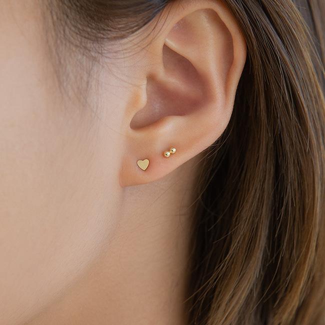 Lunne 14K 2-Tier 3-Tier Mini Ball Earrings (14K Gold) #Es24