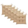 Garden Chairs with Beige Cushions 6 Pcs Solid Teak Wood