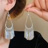 Ethnic style flower fringed earrings niche and versatile Chinese style earrings temperament light luxury high-end earrings women