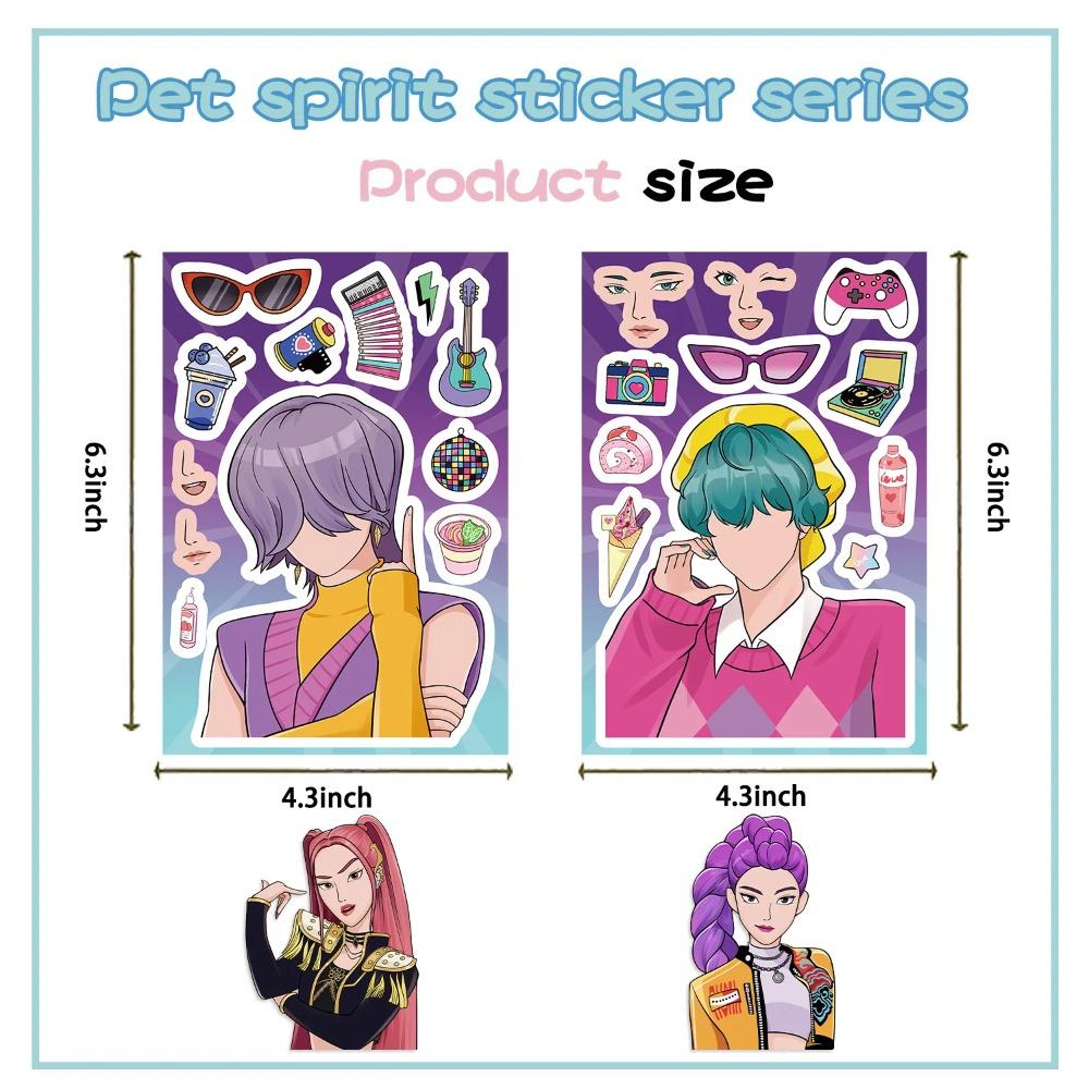 Cartoon K-POP Toy Puzzle Stickers DIY Handicraft Stationery Waterproof Make a Face 8/16/24PCS Set for Crafting And Fun