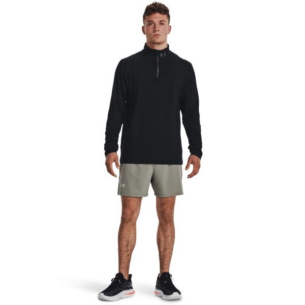 Under Armour Düz Renk 1/4 Fermuarlı Balıkçı Yaka Koşu Uzun Kollu Tişört Erkek Üstler Siyah 1379288-001