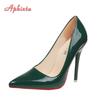 Móda Aphixta Nové 4,72palcové super vysoké jehlové podpatky lakovaná kůže dámské lodičky barevné oficiální boty se špičatou špičkou plus velká velikost 49 50