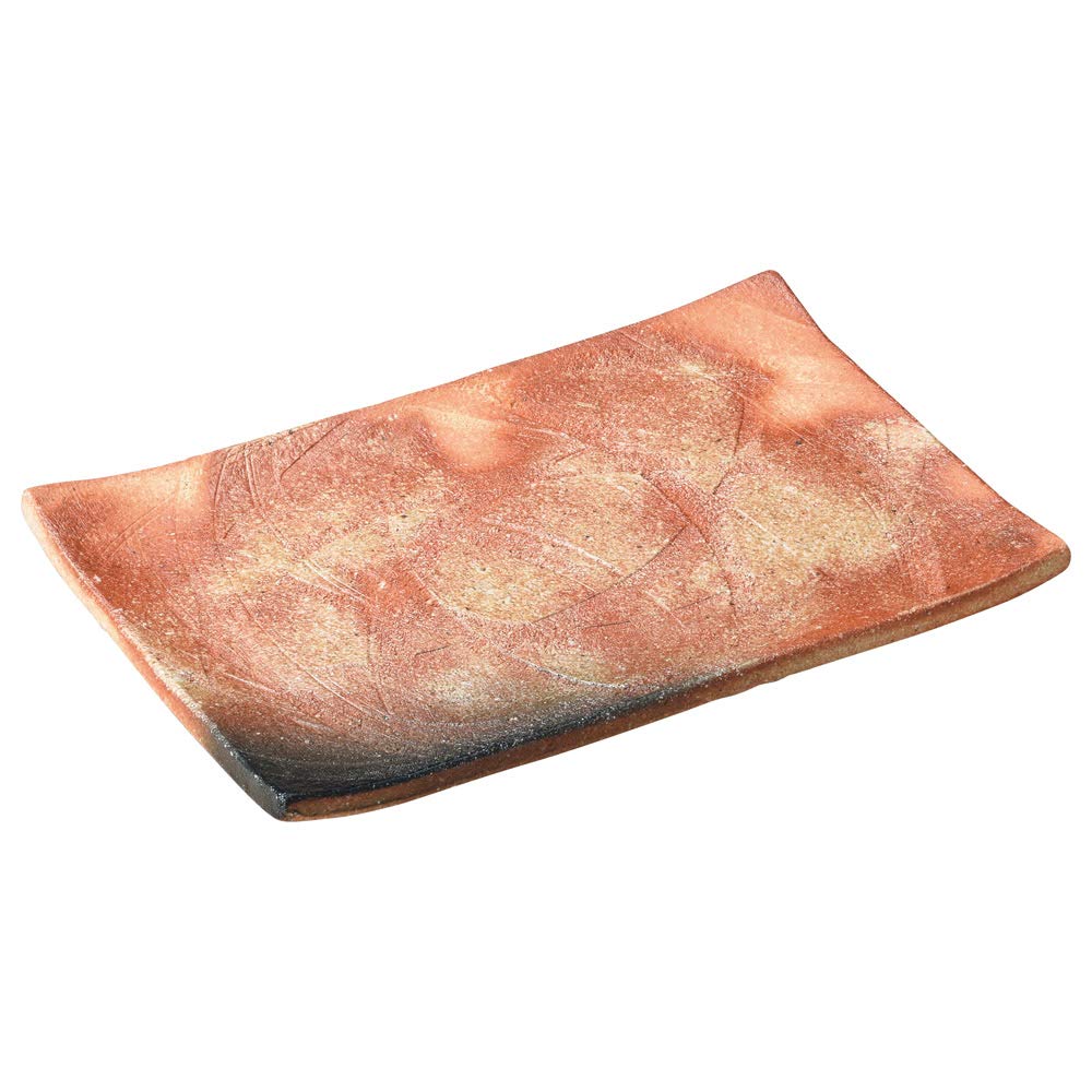 Shigaraki Ware Hechimon Rectangular Serving Plate, 28cm, Scarlet, MR-3-3092