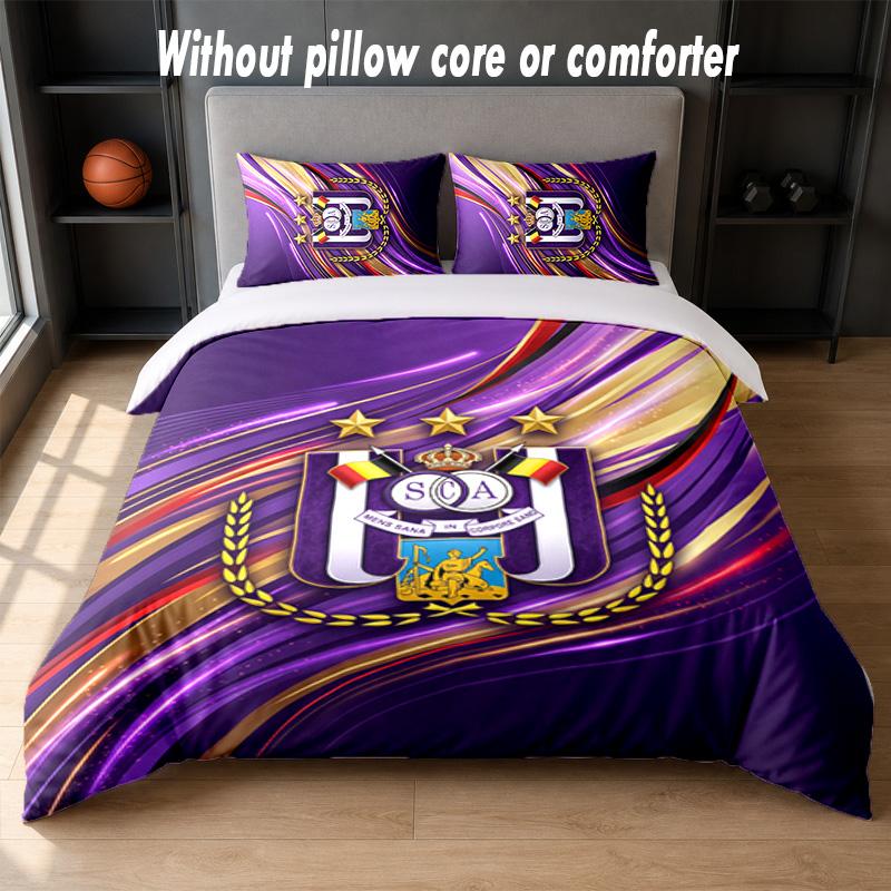 Anderlecht FC Design Bed Bedding Set 1 Duvet Cover + 2 Pillowcases Soft Breathable Household Bed Linens