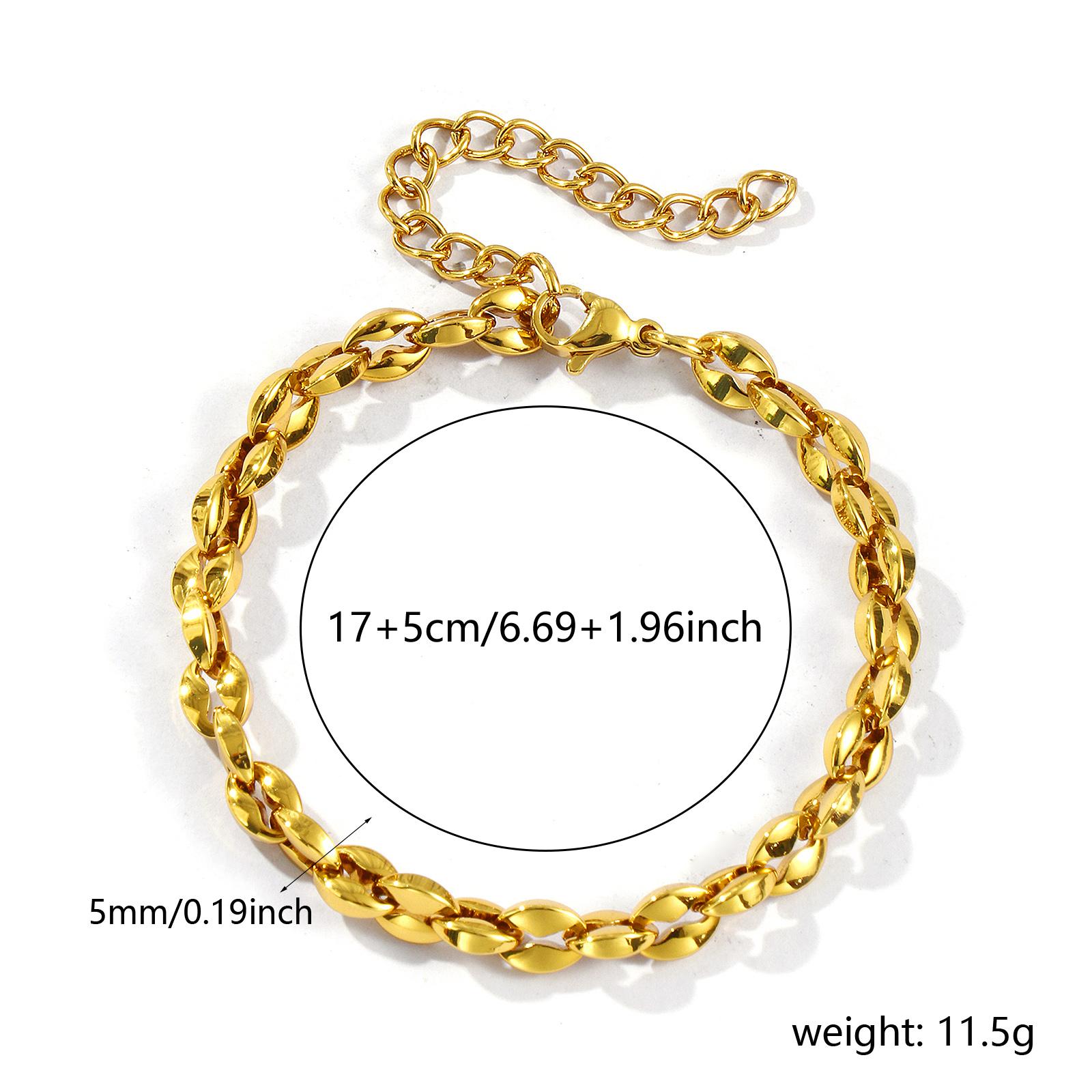 

1 Piece Fashion Bracelet 18K Gold Plated 304 Stainless Steel Link Cable Chain Bracelets For Women Men Gift 17cm(6.7 ) long