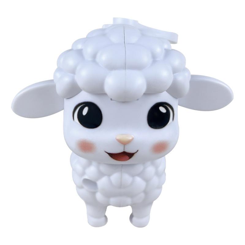Cute White Lamb Pull String Keychain Movable Ears Lightweight Plush Bag Hanger Decor Fun Birthday Gifts for Boys Girls Kids