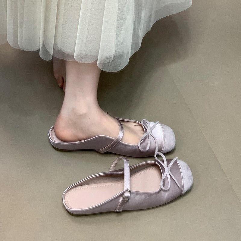 

Ballet half slippers new bow fashion casual bag head slippers women 35 жёлтый