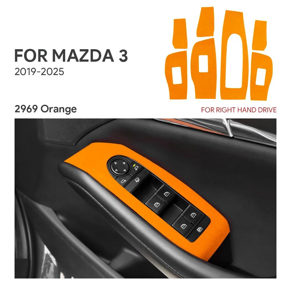 

For Mazda 3 BP M3 Axela 2024 2025 Top Suede Trim LHD RHD Sticker Car Window Lift Panel Interior Suede Orange RHD