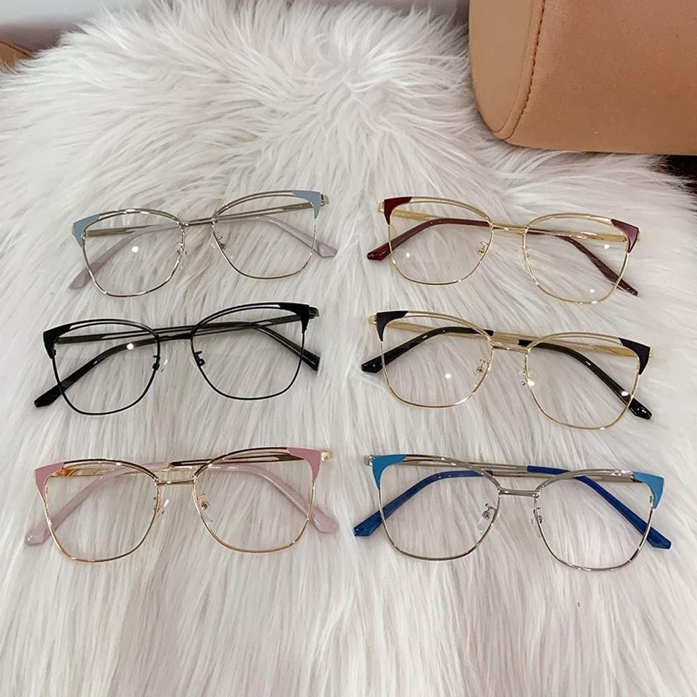 Lightweight Cat Eye Glasses Thin-frame Women Plain Glasses Trendy Anti Blue-lay Eyewear  Outdoor