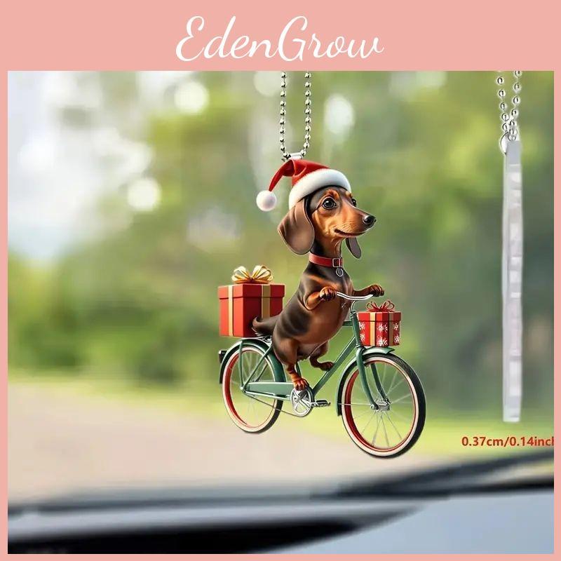 Dog Acrylic Christmas Pendant Car Ornament Cartoon Style For Auto Decor Interior