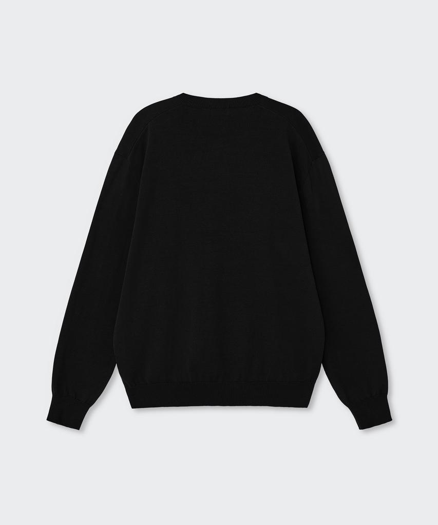 MUSINSA STANDARD Washable Supima Cotton Henley Neck Knit [Black]