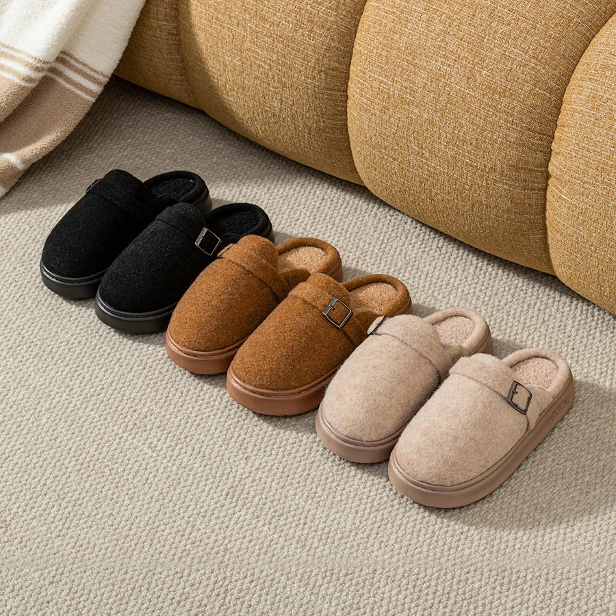Women Fashion Slippers Winter Indoor Warmth Soft Thick Sole Breathable Exquisite Bedroom Outdoor Anti Slip Couple Home Shoes