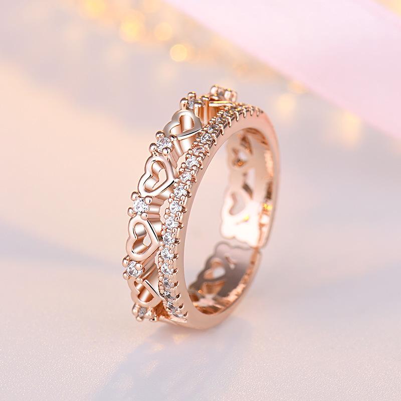 Lindon Classic Copper Alloy Zircon Ring Ladies Jewelry Wedding Promise Party Gift