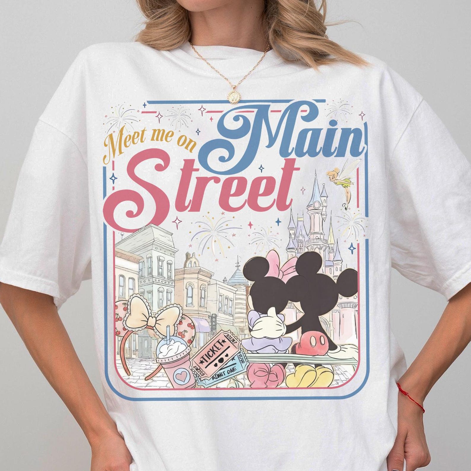 Comfort Colors Vintage Disney Meet Me on Main Street shirt, Mickey Minnie Disney Trip Shirt, Coquette WDW Trip 2026 Tee, Disney Family Tees XL