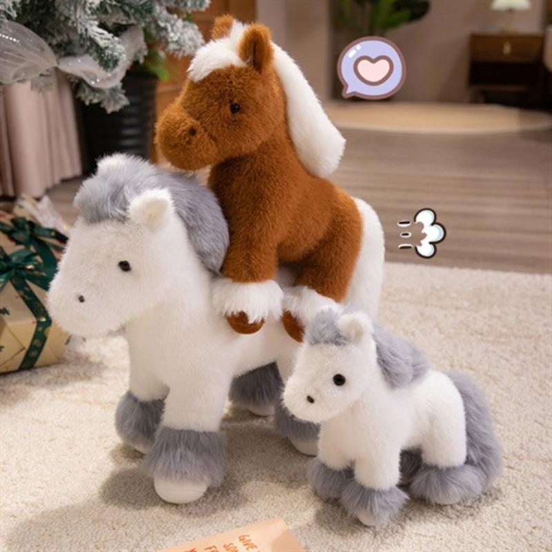 Simulated horse plush toy doll cute pony doll soothing doll big white horse throw pillow children's birthday gift