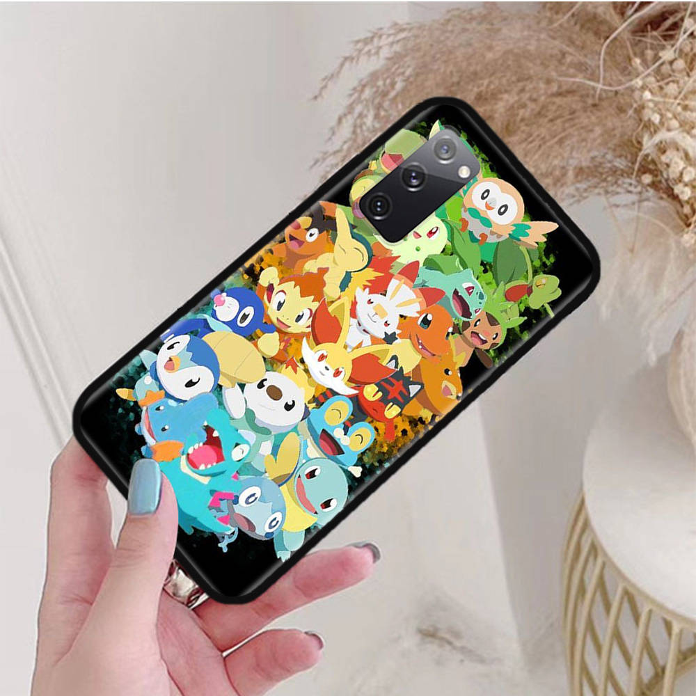 Black Case for Samsung Note 20 Lite S24 Ultra S23 A03 A05 A06 A11 A71 A15 A16 A13 A24 A25 A33 A52 A53 A50 M55 M35 Plus P-35 Cute Pokemons Pikachus