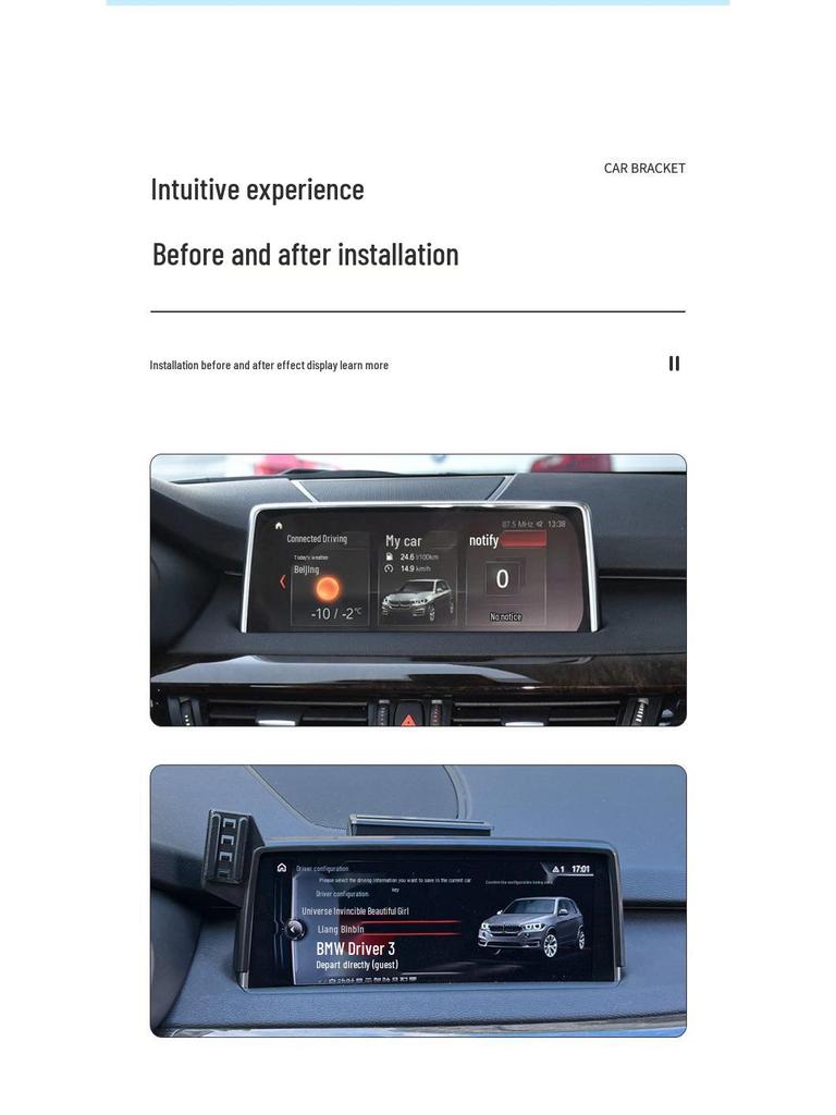 Soporte de teléfono con carga inalámbrica para BMW X5 (2014-2023) con Navegación de Modelo de Pantalla.