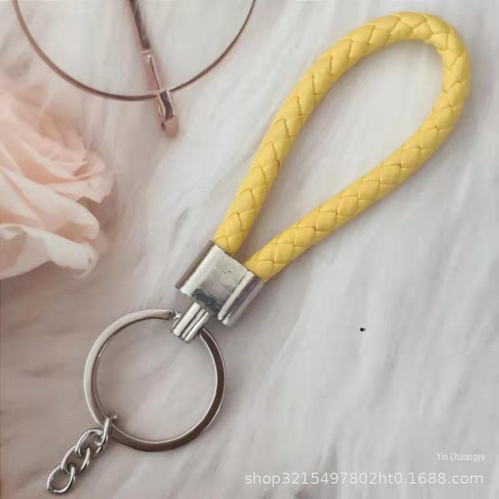 Gevlochten Lederen Touw Sleutelhanger met Poppenhanger - Modieus en Creatief Accessoire