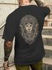 Men'S Casual T Shirt Exquisite Print On The Back Psytrance Goa Rave Mystical Yoga Design Black Pattern T Shirt Fit Short Sleeves
