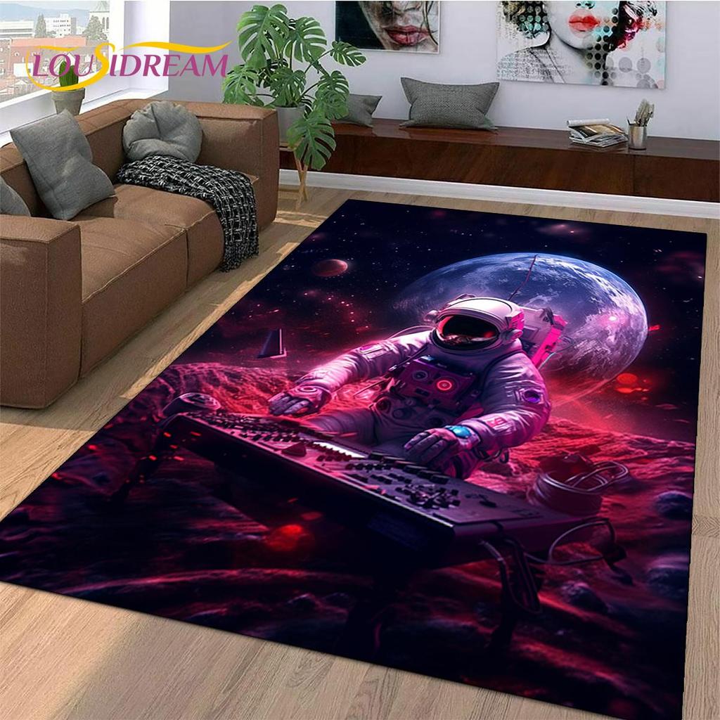 Astronaut Traum Universum Raumfahrer 3D Weltraum Cartoon Teppich für Wohnzimmer Schlafzimmer Dekoration, Rutschfest für Sofa Fußmatte Kinder