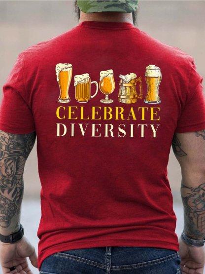Unisex Celebrate Diversity Beer Cotton Crew Neck Tshirt
