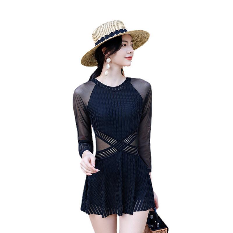 Women's Sexy Slimming Skirted One-Piece Swimsuit - Tummy Concealing, Conservative, Stylish Hot Spring Swimwear