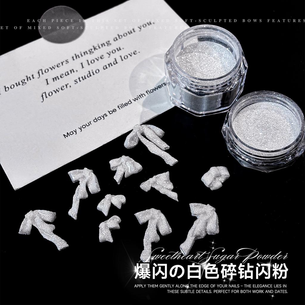 Explosive Shining Nail Accessories Broken Powder 2026 New White Fine High Gloss Star INS Decoration