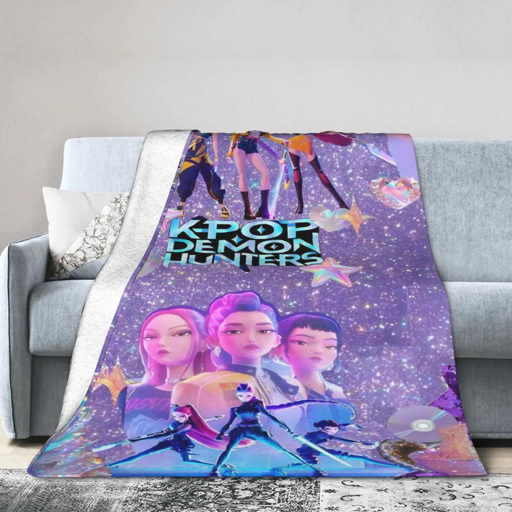 Derpy Blue Tiger Plush Blanket KPop Demon Hunters Creative Throw Blankets for Bed Sofa Couch 200x150cm Quilt