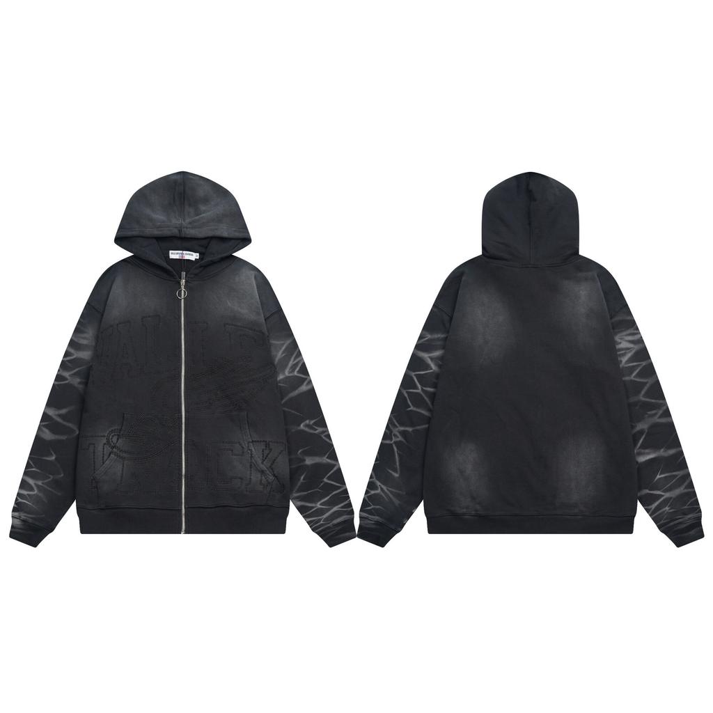 V122 Vale Forever SAND GARDEN ZIP UP HOODIE Vyšívaný Módní Kardigan Mikina